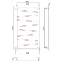 Полотенцесушитель водяной 1000х500 черный матовый Сунержа Сирокко 31-0253-1050