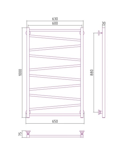 Полотенцесушитель водяной 1000х600 шампань Сунержа Сирокко 020-0253-1060