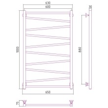 Полотенцесушитель водяной 1000х600 золотой матовый Сунержа Сирокко 032-0253-1060