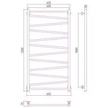 Полотенцесушитель водяной 1200х600 черный матовый Сунержа Сирокко 31-0253-1260