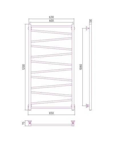 Полотенцесушитель водяной 1200х600 черный матовый Сунержа Сирокко 31-0253-1260