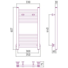 Полотенцесушитель водяной 600х300 золотой матовый Сунержа Модус 032-0250-6030
