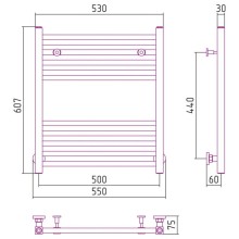 Полотенцесушитель водяной 600х500 состаренная латунь Сунержа Модус 051-0250-6050