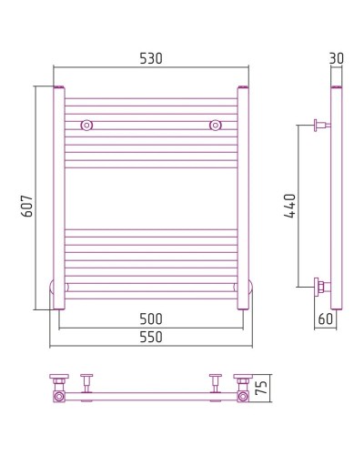 Полотенцесушитель водяной 600х500 состаренная латунь Сунержа Модус 051-0250-6050