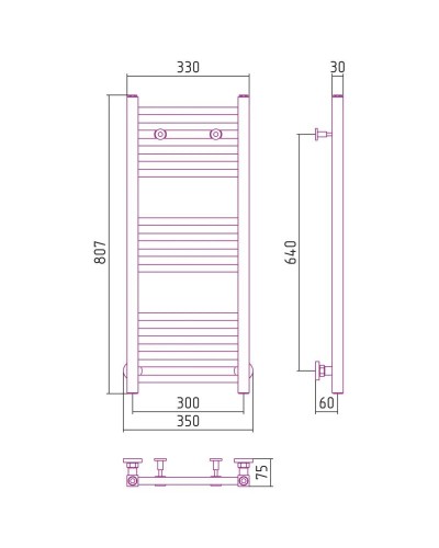 Полотенцесушитель водяной 800х300 золотой Сунержа Модус 03-0250-8030