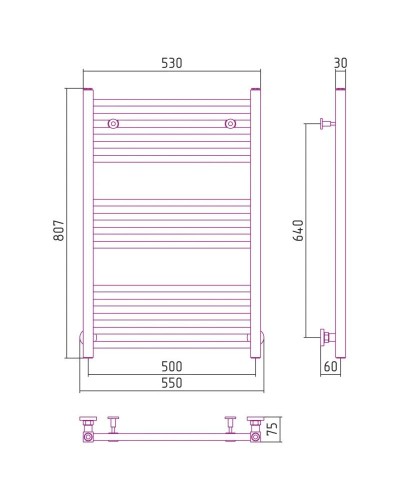 Полотенцесушитель водяной 800х500 белый матовый Сунержа Модус 30-0250-8050