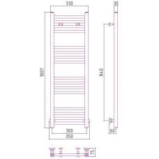 Полотенцесушитель водяной 1000х300 состаренная латунь Сунержа Модус 051-0250-1030