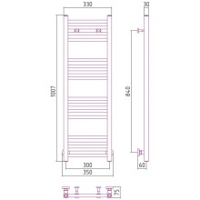Полотенцесушитель водяной 1000х300 белый глянец Сунержа Модус 12-0250-1030
