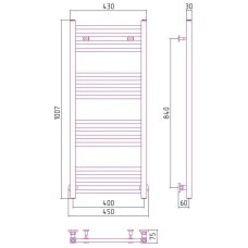 Полотенцесушитель водяной 1000х400 золотой Сунержа Модус 03-0250-1040