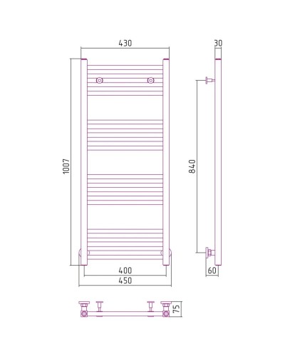 Полотенцесушитель водяной 1000х400 золотой Сунержа Модус 03-0250-1040