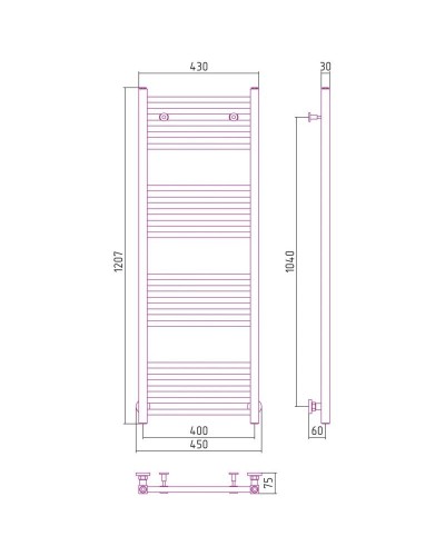 Полотенцесушитель водяной 1200х400 состаренная латунь Сунержа Модус 051-0250-1240