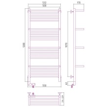 Полотенцесушитель электрический 1200х500 состаренная бронза МЭМ правый Сунержа Богема с полкой 2.0 05-5209-1250