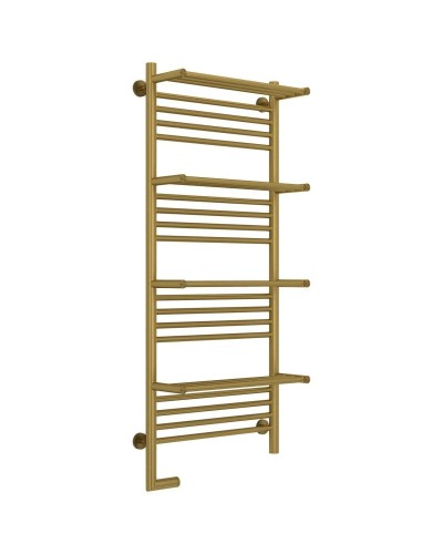 Полотенцесушитель электрический 1200х500 состаренная латунь МЭМ левый Сунержа Богема с полкой 2.0 051-5208-1250