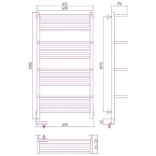 Полотенцесушитель электрический 1200х600 черный матовый МЭМ левый Сунержа Богема с полкой 2.0 31-5208-1260