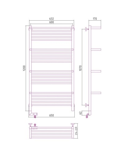Полотенцесушитель электрический 1200х600 черный матовый МЭМ правый Сунержа Богема с полкой 2.0 31-5209-1260