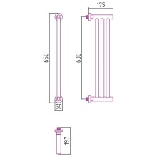Полотенцесушитель водяной 600х195 белый матовый Сунержа Хорда+ 30-4124-0600