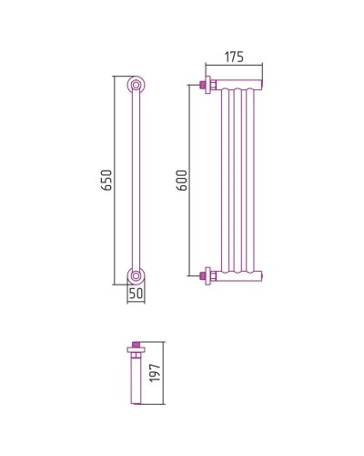 Полотенцесушитель водяной 600х195 черный матовый Сунержа Хорда+ 31-4124-0600