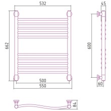 Полотенцесушитель водяной 600х500 белый глянец Сунержа Флюид+ 12-0222-6050