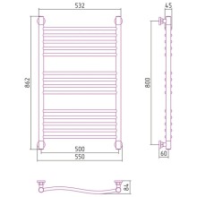 Полотенцесушитель водяной 800х500 состаренная бронза Сунержа Флюид+ 05-0222-8050