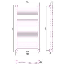 Полотенцесушитель водяной 1000х500 шампань матовая Сунержа Флюид+ 022-0222-1050