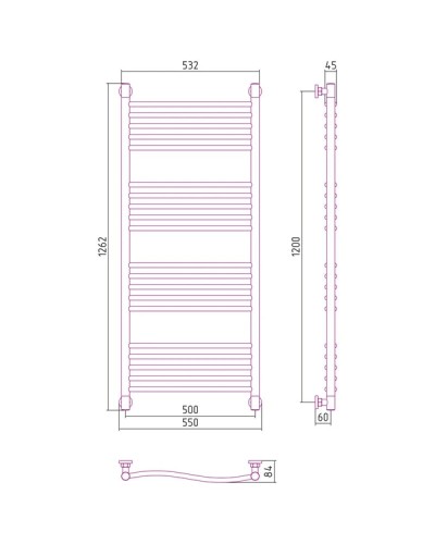 Полотенцесушитель водяной 1200х500 сатин Сунержа Флюид+ 071-0222-1250
