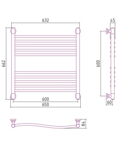 Полотенцесушитель водяной 600х600 сатин Сунержа Флюид+ 071-0222-6060