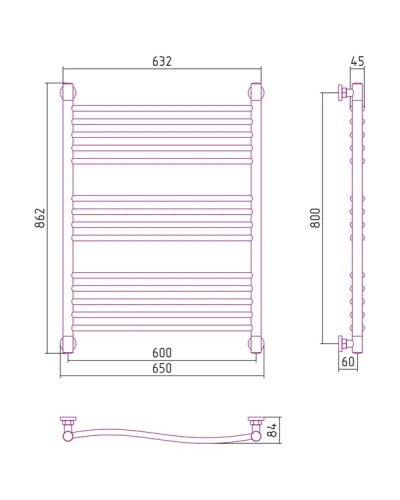 Полотенцесушитель водяной 800х600 золотой матовый Сунержа Флюид+ 032-0222-8060