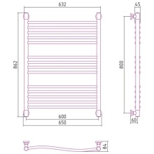 Полотенцесушитель водяной 800х600 сатин Сунержа Флюид+ 071-0222-8060