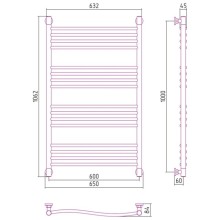 Полотенцесушитель водяной 1000х600 состаренная бронза Сунержа Флюид+ 05-0222-1060