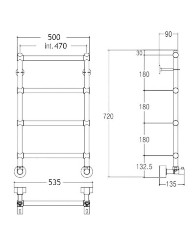 Полотенцесушитель водяной Margaroli Sole 442/470 хром