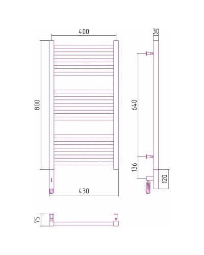 Полотенцесушитель электрический 800х400 белый матовый МЭМ левый Сунержа Модус 3.0 30-5700-8040