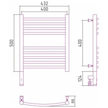 Полотенцесушитель электрический 500х400 состаренная бронза МЭМ левый, перемычка выгнутая Сунержа Богема 3.0 05-5802-5040