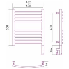 Полотенцесушитель электрический 500х400 золотой МЭМ правый, перемычка выгнутая Сунержа Богема 3.0 03-5803-5040