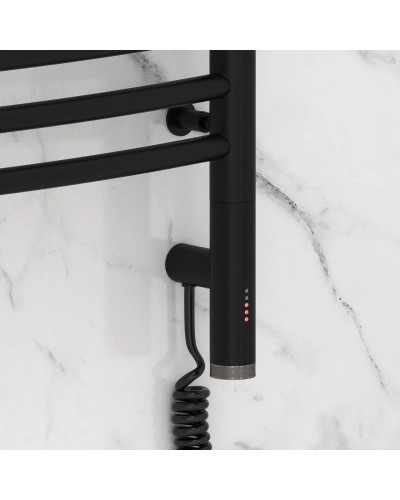 Полотенцесушитель электрический 500х400 черный матовый МЭМ правый, перемычка выгнутая Сунержа Богема 3.0 31-5803-5040