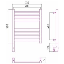 Полотенцесушитель электрический 500х400 золотой матовый МЭМ левый, перемычка прямая Сунержа Богема 3.0 032-5804-5040
