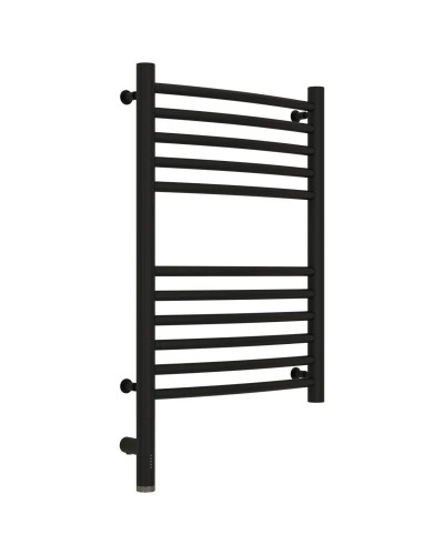 Полотенцесушитель электрический 600х400 черный матовый МЭМ левый, перемычка выгнутая Сунержа Богема 3.0 31-5802-6040