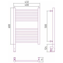 Полотенцесушитель электрический 600х400 белый глянец МЭМ левый, перемычка прямая Сунержа Богема 3.0 12-5804-6040