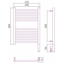 Полотенцесушитель электрический 600х400 сатин МЭМ правый, перемычка прямая Сунержа Богема 3.0 071-5805-6040