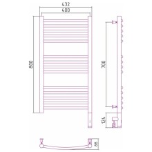 Полотенцесушитель электрический 800х400 золотой матовый МЭМ правый, перемычка выгнутая Сунержа Богема 3.0 032-5803-8040