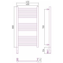 Полотенцесушитель электрический 800х400 темный титан муар МЭМ левый, перемычка прямая Сунержа Богема 3.0 15-5804-8040