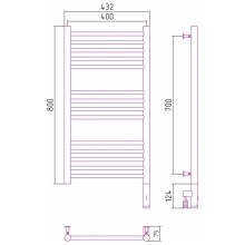 Полотенцесушитель электрический 800х400 состаренная латунь МЭМ правый, перемычка прямая Сунержа Богема 3.0 051-5805-8040