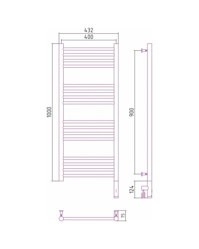 Полотенцесушитель электрический 1000х400 золотой МЭМ правый, перемычка прямая Сунержа Богема 3.0 03-5805-1040