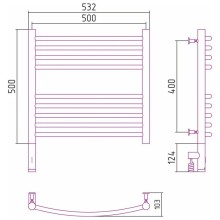 Полотенцесушитель электрический 500х500 МЭМ левый, перемычка выгнутая Сунержа Богема 3.0 00-5802-5050
