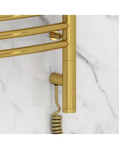 Полотенцесушитель электрический 500х500 золотой МЭМ правый, перемычка выгнутая Сунержа Богема 3.0 03-5803-5050