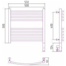Полотенцесушитель электрический 500х500 белый матовый МЭМ правый, перемычка выгнутая Сунержа Богема 3.0 30-5803-5050