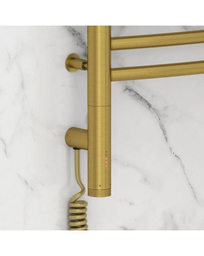 Полотенцесушитель электрический 600х500 состаренная латунь МЭМ левый, перемычка выгнутая Сунержа Богема 3.0 051-5802-6050