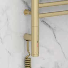 Полотенцесушитель электрический 600х500 шампань матовая МЭМ левый, перемычка прямая Сунержа Богема 3.0 022-5804-6050