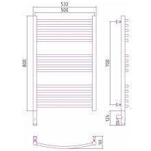 Полотенцесушитель электрический 800х500 МЭМ левый, перемычка выгнутая Сунержа Богема 3.0 00-5802-8050