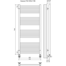 Полотенцесушитель водяной 1196х532 подключение нижнее Terminus Аврора П22