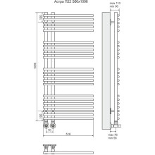 Полотенцесушитель водяной 1096x516 мм подключение нижнее Terminus Астра П22